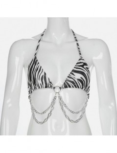 Camis Zebra Printed Women Sexy Cami Bra Tops Streetwear Tank Top Chain Ring Halter Summer Croptop Bralette Backless Top Beach...