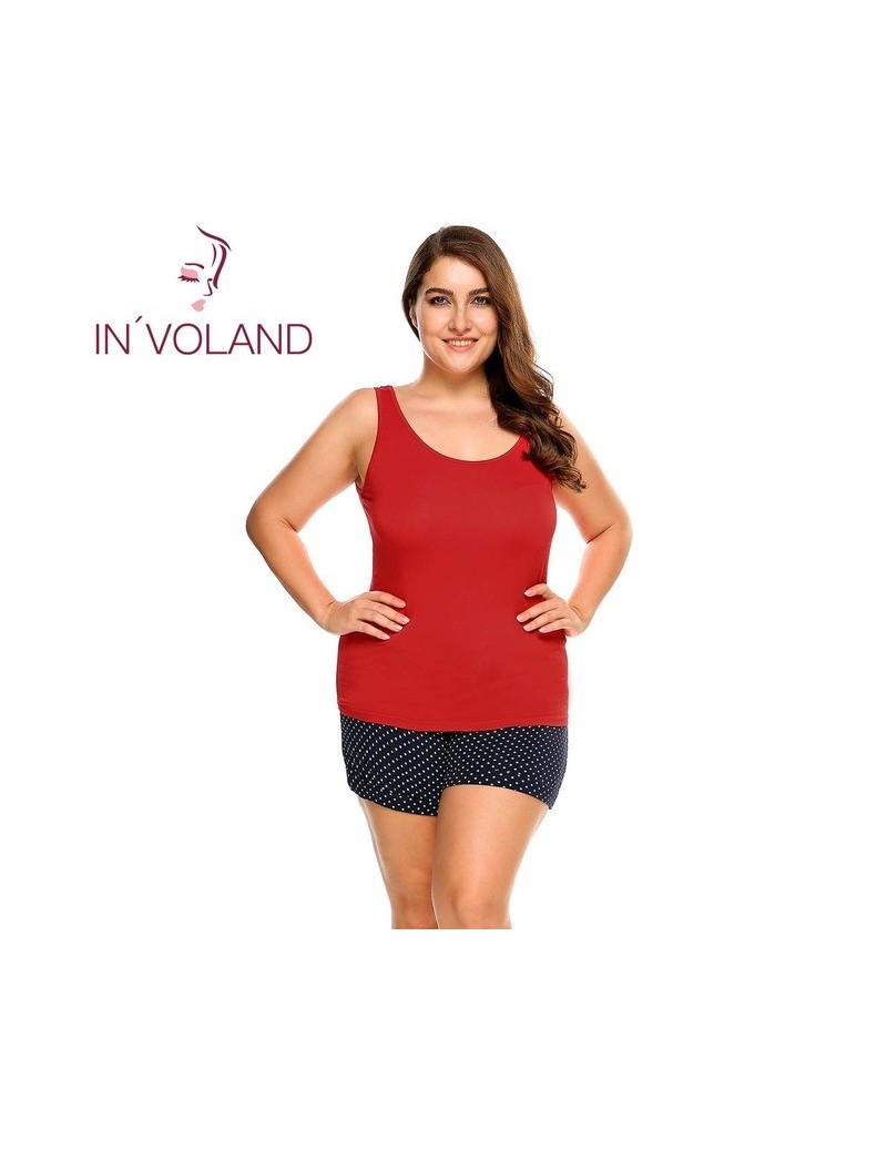 Women Tank Tops Plus Size L-4XL Scoop Neck Solid Casual Cotton Large Sleepwear Pullovers Female Camisole Oversized - Red - 4...