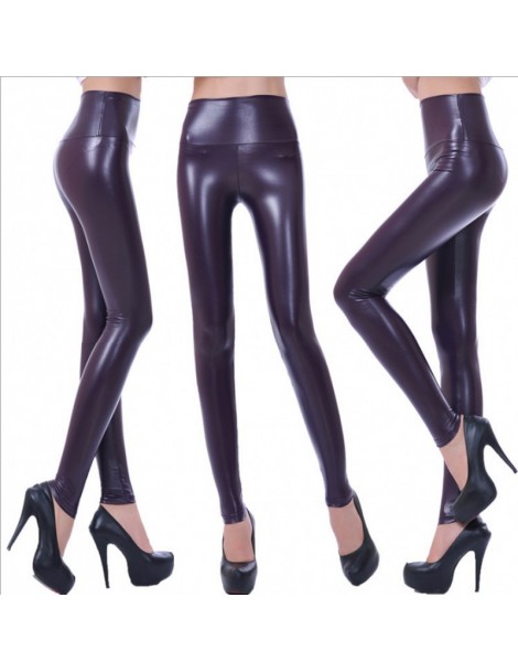 Leggings Womens Fashion Black PU Leather Leggings Pants For Female Plus Size Autumn Spring Sexy Stretch Slim Skinny Legging T...