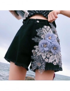 Shorts High Quality 2019 Denim Shorts Women Jeans Embroidery Floral Button Ripped Denim Shorts Mini Plus Size S-5XL Short Fem...