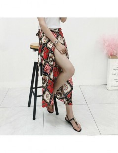 Skirts Boho Women Casual Floral Print High Waist Long Maxi Skirt Summer Split Beach Wrap Sun Skirts - B - 494123533681-2 $11.42