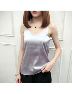 Camis Summer Casual Women Tank Top Camis Satin Sleeveless Female Shirt 2019 Solid Color Sweet Tank Top Vest V-Neck Loose Wome...