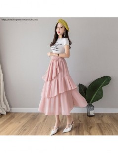 Skirts Fashion Asymmetric Multilayer Long Skirt Women Summer Beach cake Skirts Plus Size White Pink 6 color clothes falda lar...
