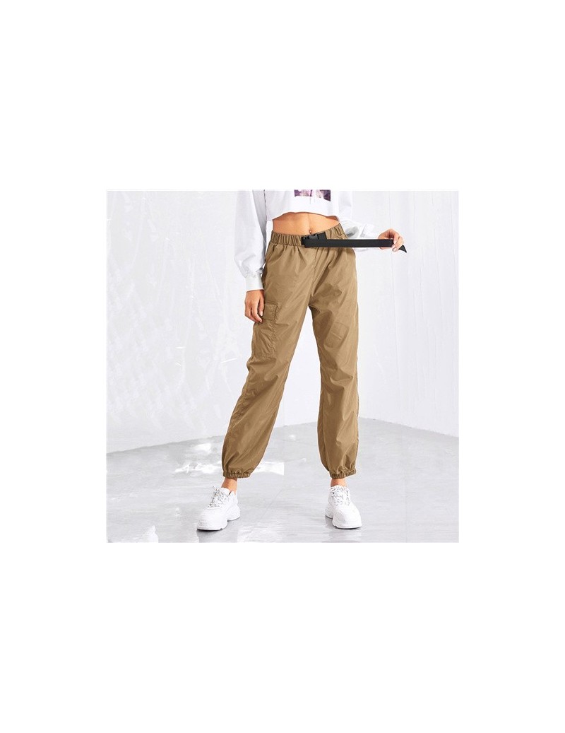 Pants & Capris Camel Push Buckle Pocket Side Pants Active Wear Elastic Waist Tapered Loose Trousers Autumn Women Casual Pants...