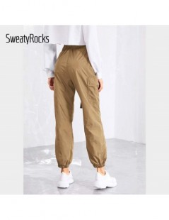 Pants & Capris Camel Push Buckle Pocket Side Pants Active Wear Elastic Waist Tapered Loose Trousers Autumn Women Casual Pants...