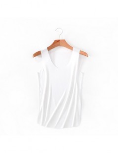Tank Tops Women Basic Tank Top Slim Stretchy Viscose Tops Raw Summer Solid Colors - White - 4U3969910186-2 $10.60