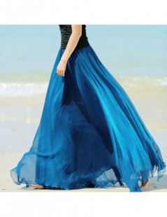 Skirts Fashion Sweet Women Double Layer Chiffon Pleated Retro Long Maxi Elastic Waist Skirt - Khaki - 433027646045-4 $21.96
