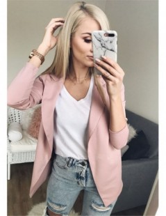 Blazers Women Slim OL Suit Casual Blazer Jacket Coat Tops Outwear Long Sleeve Female Blazers - Pink - 4P3039382097-2 $10.31