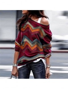Blouses & Shirts 2019 New Blouses Women Striped Print Pullover Jumpers Casual Skew Collar Long Sleeve Blouse Female Shirt Top...