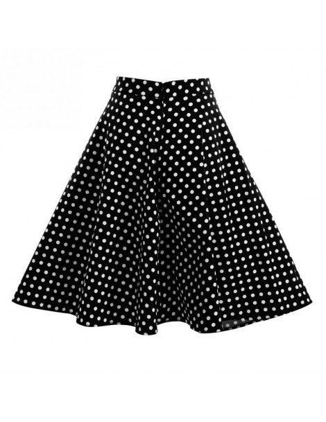 Skirts 2018 Women Polka Dot Skirts High Waist Sexy Pinup 50S 60S Vintage Rockabilly Skirt Skater Midi Skirt faldas mujer Plus...