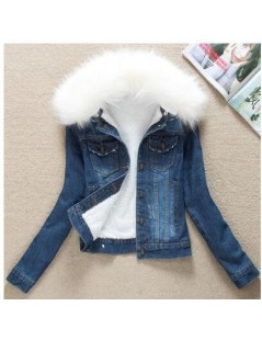Jackets 2018 Womens Winter Jacket Fur Collar Slim Thick Coats Denim Jacket Winter Woman Plus Size S-4XL Parkas Bomber Lambswo...