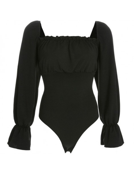 Bodysuits New Autumn Fashion Women Bodysuit Bodycon Jumpsuit Casual Backless Romper Leotard Long Sleeve Playsuit - Black - 5M...