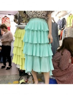 Skirts Fashion Chiffon Skirts Women 2019 Summer Asymmetrical Midi Long Pleated Skirt Female Pink Purple Green Yellow Skirt Su...