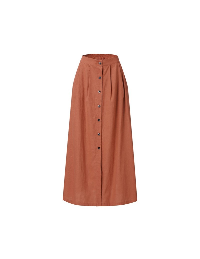 Skirts Autumn Skirts 2019 Women Fashion Summer Casual Solid Button Fork Opening Hollowing Out Split Daily Long Skirt jupe fem...