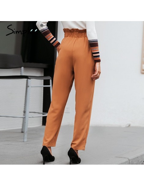 Pants & Capris Ruffled elastic high waist button women pants Casual solid streetwear female trousers Office ladies blazer bot...