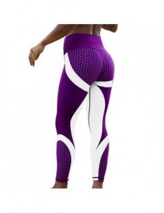 Leggings High Push Up Women Leggins Honeycomb Printed Hip Female Leggings Workout Fitness Female Legging Trousers - Purple wh...