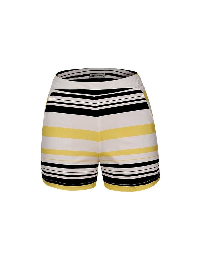 Shorts 2019 New Women Fashion Summer Colorful Striped Side Zipper Fly Shorts Ladies Shorts Hight Waist Bottom WMK-7991 - Yell...