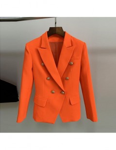 Blazers 2019 Stylish Designe women Neon Pink green blue orange ginger Blazer Double Breasted Lion Buttons Blazer Jacket - Ora...