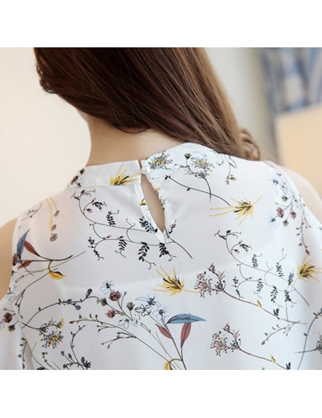 Blouses & Shirts 2018 Chiffon Print Blusas Floral Shirt For Womens Elegant Open Shoulder Blouses Women Ete Plus Size Female T...