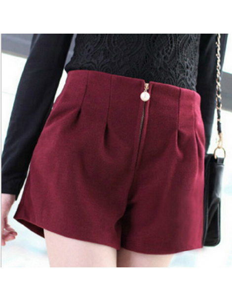 Shorts Winter Shorts for Women Wool Boots Shorts Candy Colors Pearls Loose Short Pants with Pockets Female Loose Zipper Woole...