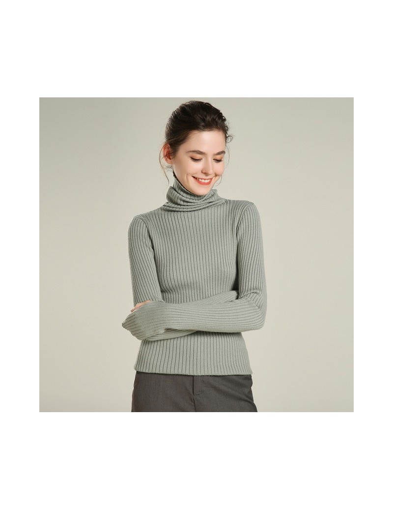 Knitted turtleneck Finger sleeve Cashmere sweater Women casual pullover Autumn winter Slim women sweaters and pullovers - Gr...