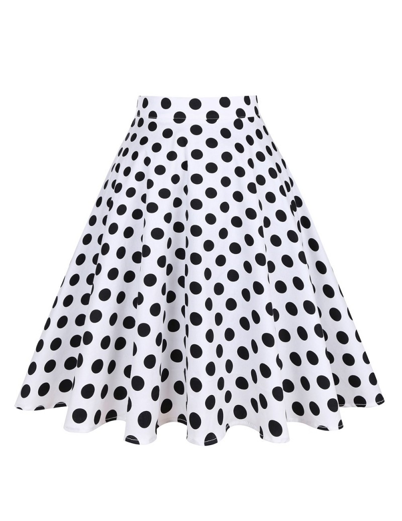 2019 Retro 50s Vintage Women Skirt High Waist Pleated Midi Skirt Women ...