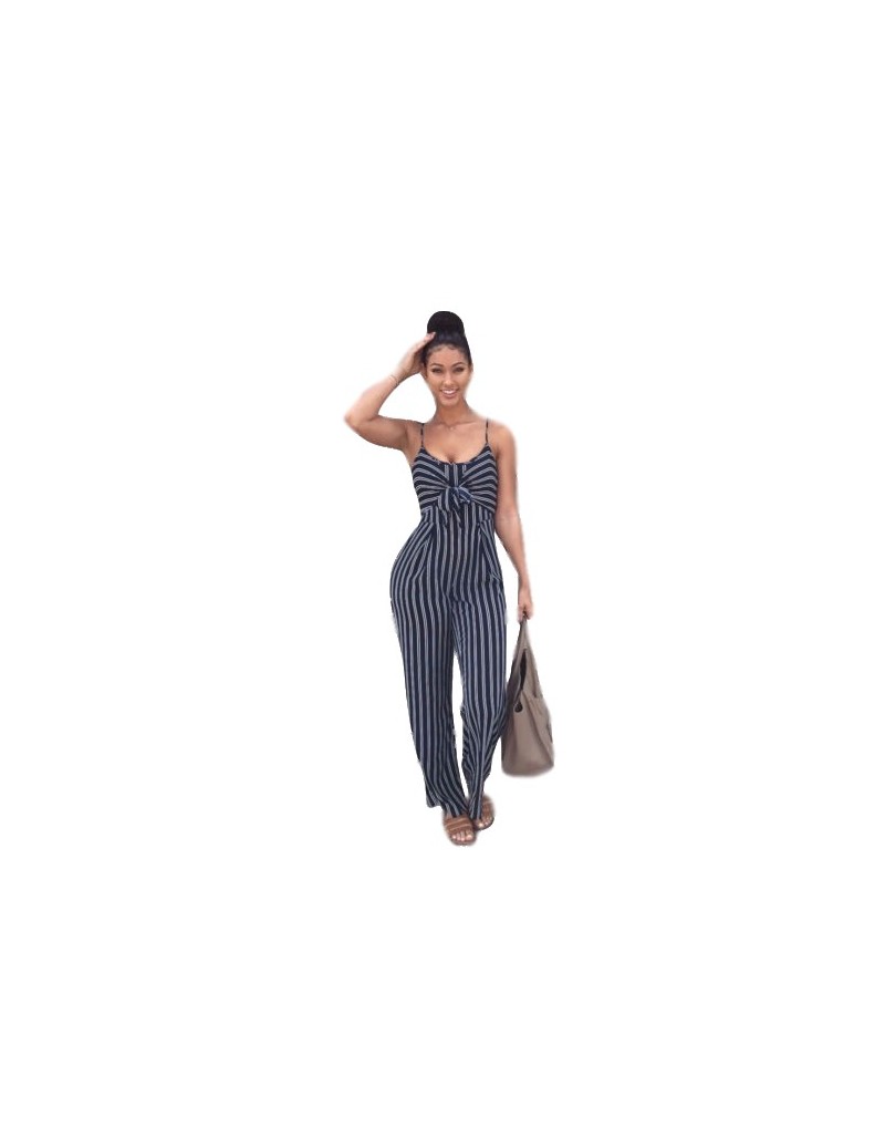 Hirgin Ladies Women Striped Bow Clubwear Playsuit Bodysuit Party Overall Jumpsuit Strappy Romper Sleeveless Long Trousers Ne...