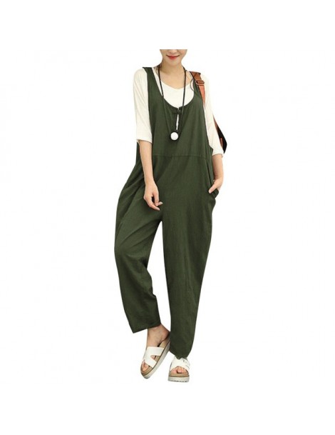 Jumpsuits 3XL 4XL 5XL Plus Size Jumpsuit Women Cotton Playsuit Rompers Vintage Sleeveless Backless Overalls Strapless Tracksu...