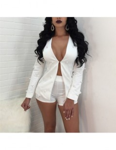 Women's Sets Pearls Accent Women Office Business Suits Cardigan Blazer Coat And Shorts Slim Full Sleeve Two Piece Set Club We...