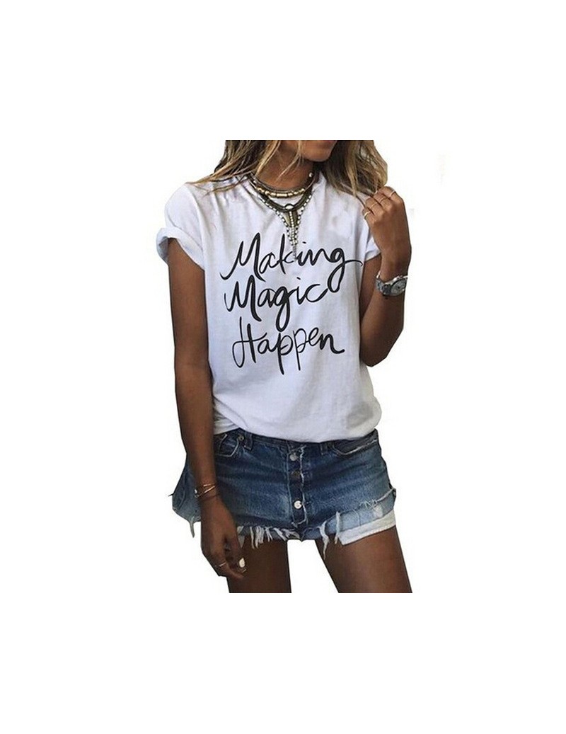 T-Shirts 2018 Suumer Women T Shirt VOGUE Letter Printing Brand Female T-shirt Casual Loose Short Sleeve O Neck Tops camisetas...