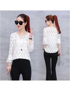 Blouses & Shirts 2018 New Autumn Women Casual Shirt Hollow Out Top Loose Lace White Women Blouse Tops Long Sleeves 225E 30 - ...