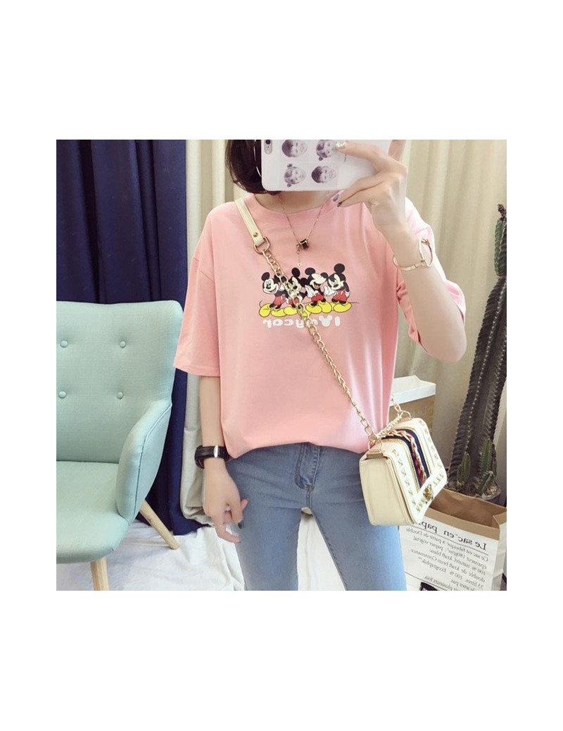 2019 New Mickey Mouse T-Shirt Women Cotton Print loose Female Tshirt Korean cute Tee Clothes women tops - Gray - 4G4119489163-7