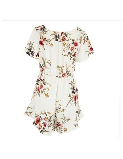 Rompers 2018 Summer Fashion V-neck Women Playsuit Off-shoulder Ruffles Floral Print Sweet Female Casual High Waist Jumpsuit P...
