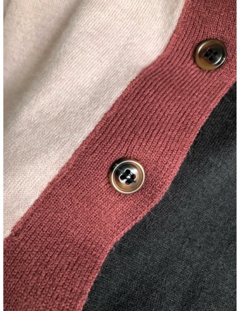 Cardigans Three-color Colorblock Cardigan 2019 Autumn and Winter New Temperament Models Knitted Long-sleeved Cardigan Women S...