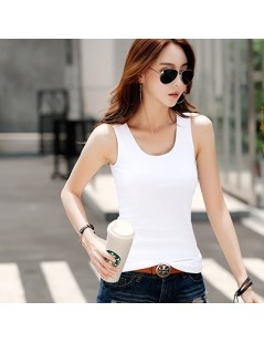 Sleeveless Basic Tank Tops Female Summer Top Women Clothes 2019 Tees Cotton Solid Korean Fashion Woman T Shirt Femme - white...