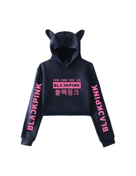Hoodies & Sweatshirts Blackpink kpop harajuku Cat Ear Cap top Hoodies women Black pink kpop sweatshirt cotton kawaii korean H...
