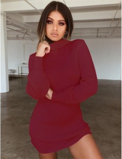 Dresses 2019 Autumn Winter Women Long Sleeve Casual Solid Turtleneck Knitted Sweater Dress Sexy Slim Stretchy Sexy Mini Dress...