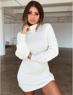 Dresses 2019 Autumn Winter Women Long Sleeve Casual Solid Turtleneck Knitted Sweater Dress Sexy Slim Stretchy Sexy Mini Dress...