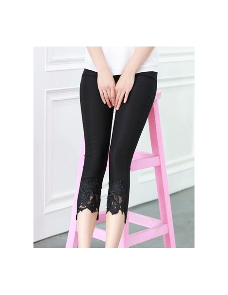 Pants & Capris Lady Short Lace Capris Fashion Casual Slim Pencil Pants Women Summer Black White Skinny Leggings Knee Length T...