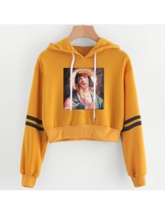 Hoodies & Sweatshirts Kpop Virgin Mary Women Yellow Crop Top hoodies Streetwear Women Kawaii Short Sweatshirt Funny Casual Cr...