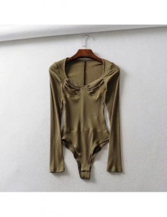 Bodysuits Ribbed Long Sleeve Sexy Bodysuit Women Autumn Fashion V-Neck Skinny Women Rompers Solid Casual Bodysuit Jumpsuit 20...