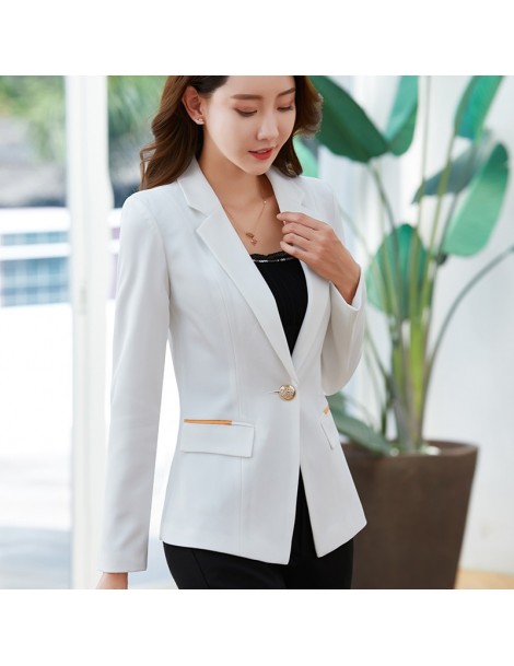 Blazers 2019 New Spring Autumn Notched Office Ladies Quality Slim Long Sleeve Solid Color Womens Single Button Small Suit - p...