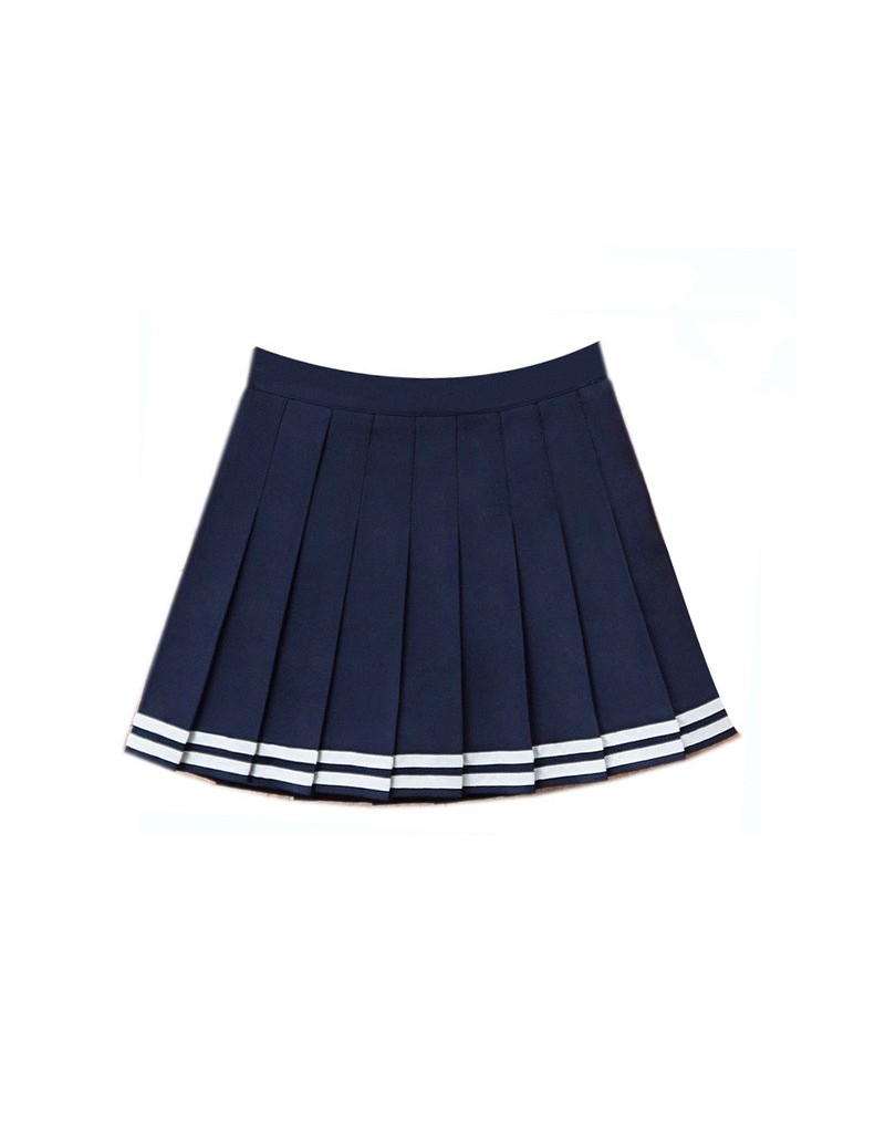Drop ship high waist ball Denim pleated skirts Harajuku Lolita stripe a-line sailor skirt Cosplay Japanese school Skirts uni...