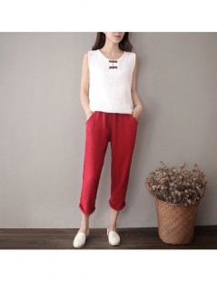 Pants & Capris Plus Size M-4XL/5XL/6Xl Summer Women Cotton Linen Pencil Pants Pockets Trousers Casual Solid Color Elastic Wai...