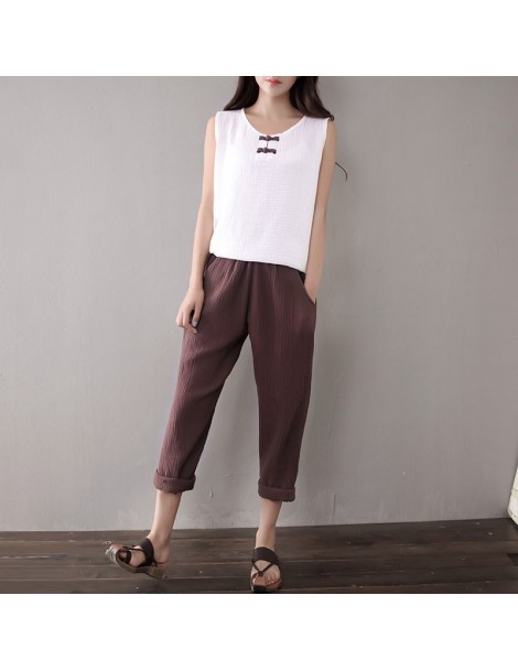Pants & Capris Plus Size M-4XL/5XL/6Xl Summer Women Cotton Linen Pencil Pants Pockets Trousers Casual Solid Color Elastic Wai...