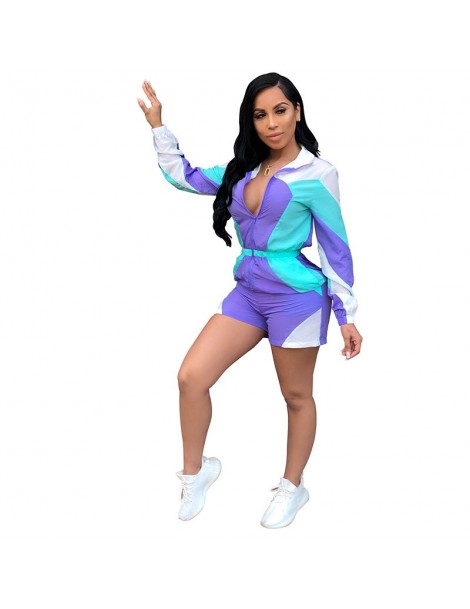 Rompers 2019 Sunscreen Casual Loose Short Jumpsuit Women Body Front Zip Summer Overalls Long Sleeve Shorts Rompers Playsuit P...