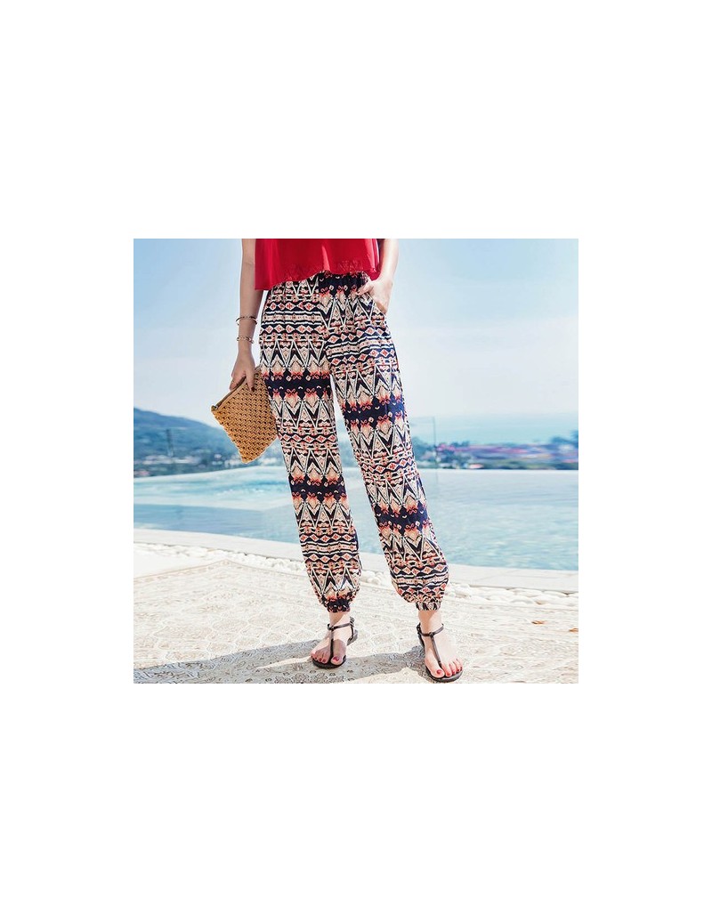 2018 fashion bohemian beach style long pants summer trousers thin pants female casual plus size women pants trousers D828 30...