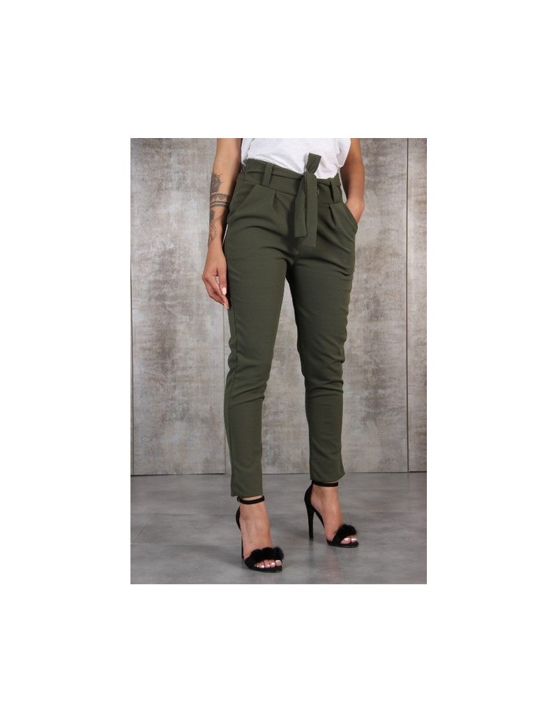 Pants & Capris Harajuku Slim Pencil Trousers Women 2019 Spring Autumn Long Pants Khaki Green Black Casual Pants Belt Fashion ...