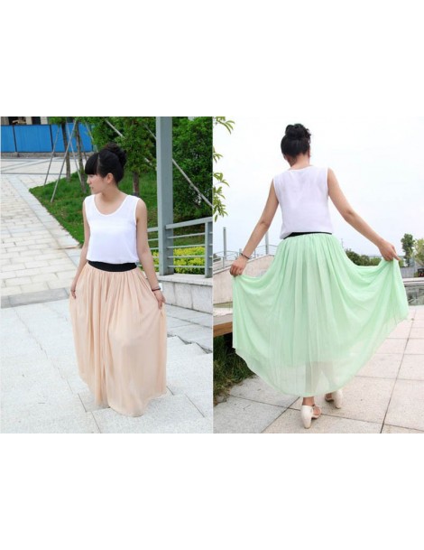Skirts New Brand Fashion Designer Sexy Style Skirt Women Sexy Chiffon Candy Color Long Skirt High Quality Nice designs Hot se...