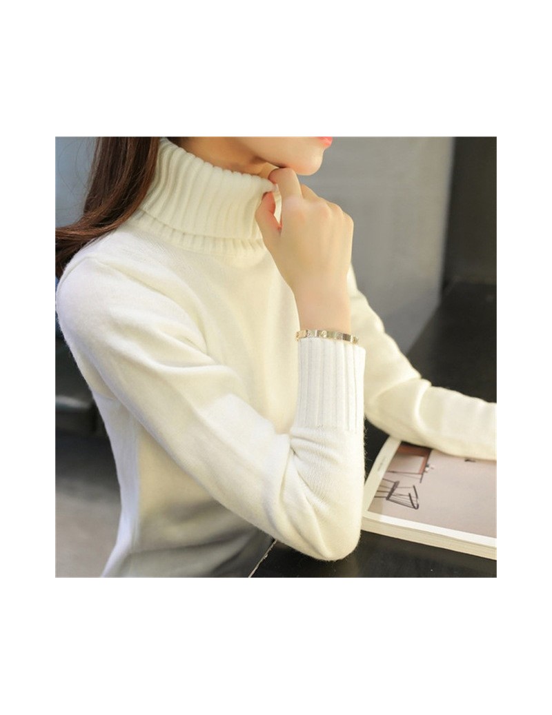 Pullovers 2018 New Autumn winter Women Knitted Sweaters Pullovers Turtleneck Long Sleeve Solid Color Slim Elastic Short Sweat...